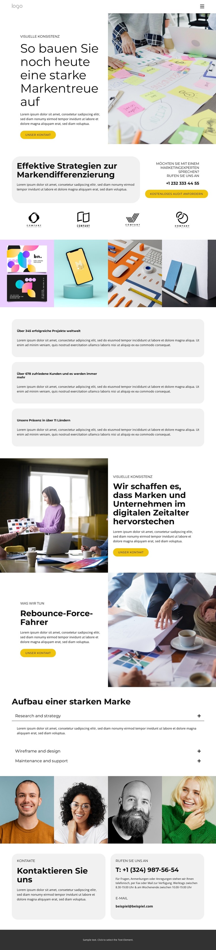 Branding- und Designlösungen Website-Vorlage