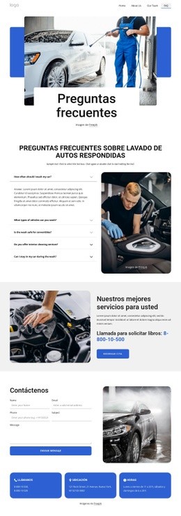 Impresionante Diseño De Sitio Web Para Preguntas Frecuentes Sobre El Lavado De Autos