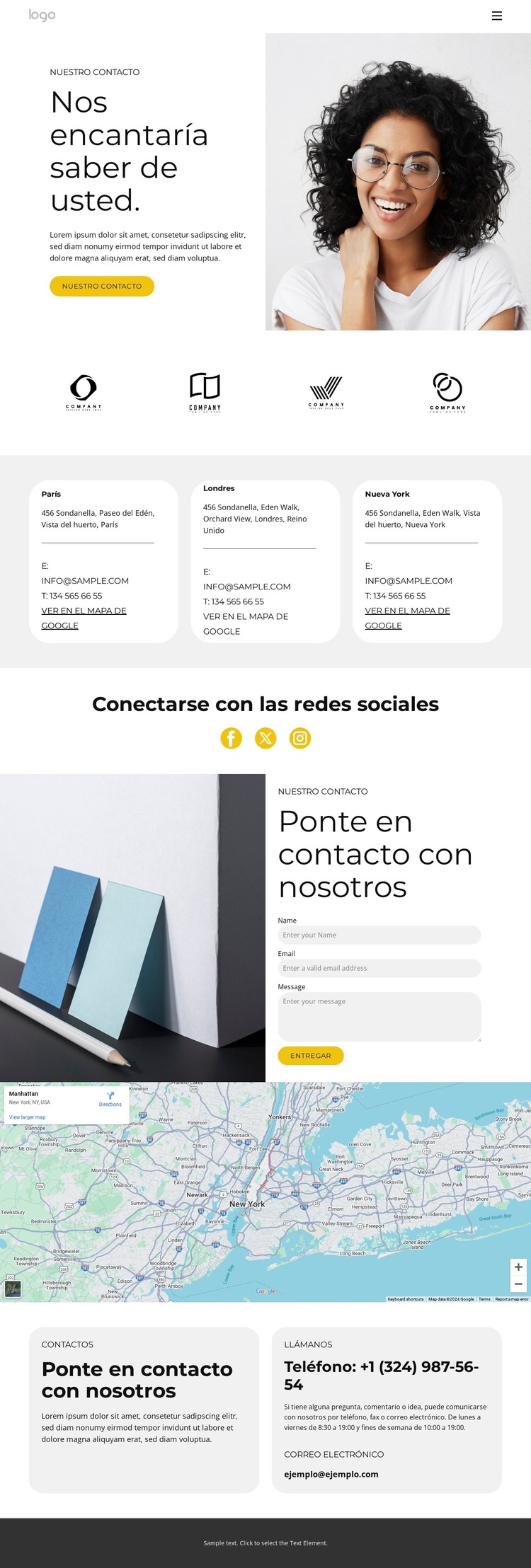 Connect with social media Plantilla de sitio web