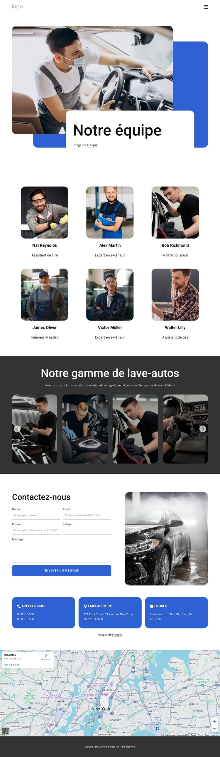 Équipe de service de lavage de voiture Modèle CSS