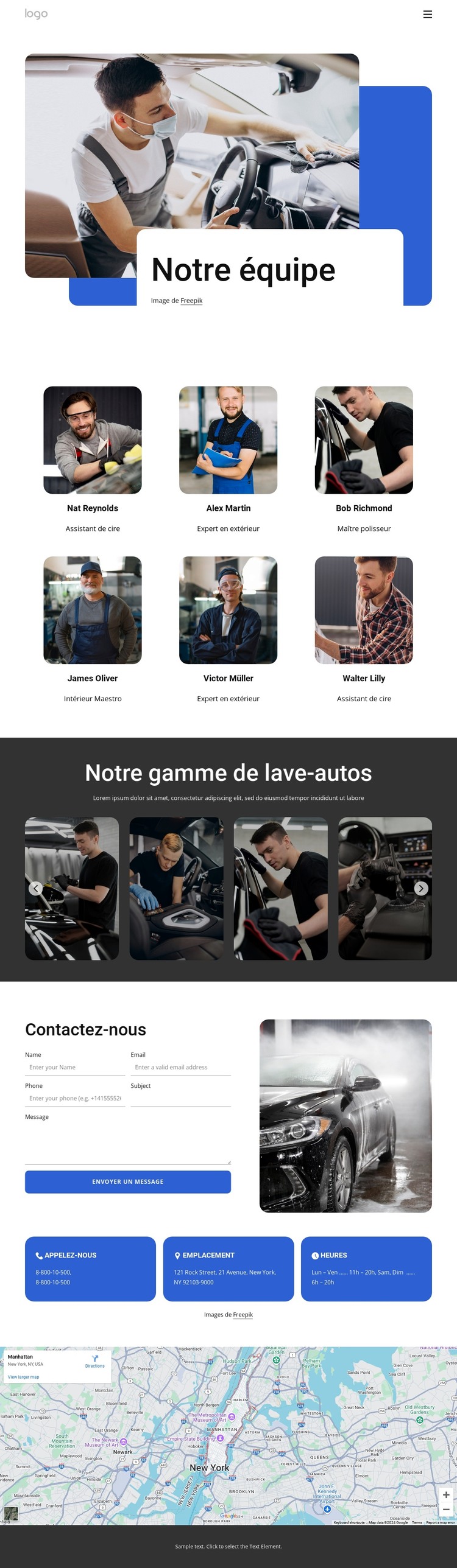 Équipe de service de lavage de voiture Modèle HTML