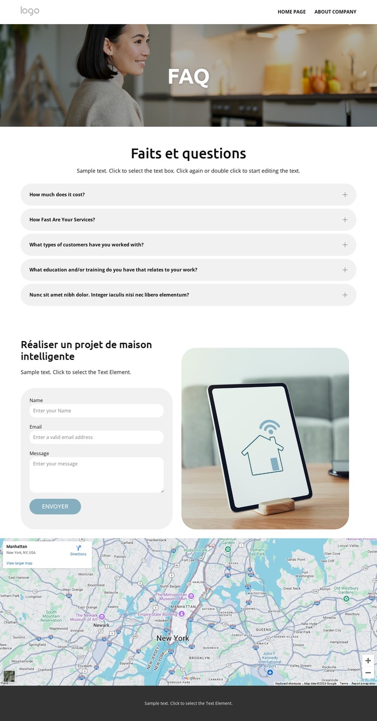 FAQ sur la maison intelligente Modèle de site Web