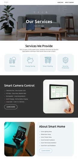 Smart Home Services - Easy-To-Use Homepage Design