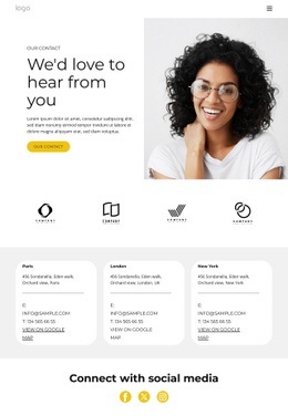 Connect with social media - Html Code Example by Nicepage