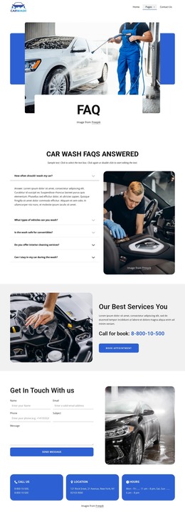 Car wash faq - HTML Template by Nicepage