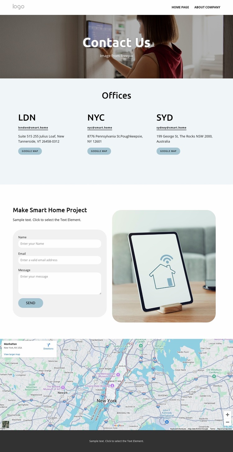 Smart home contacts Html Website Builder