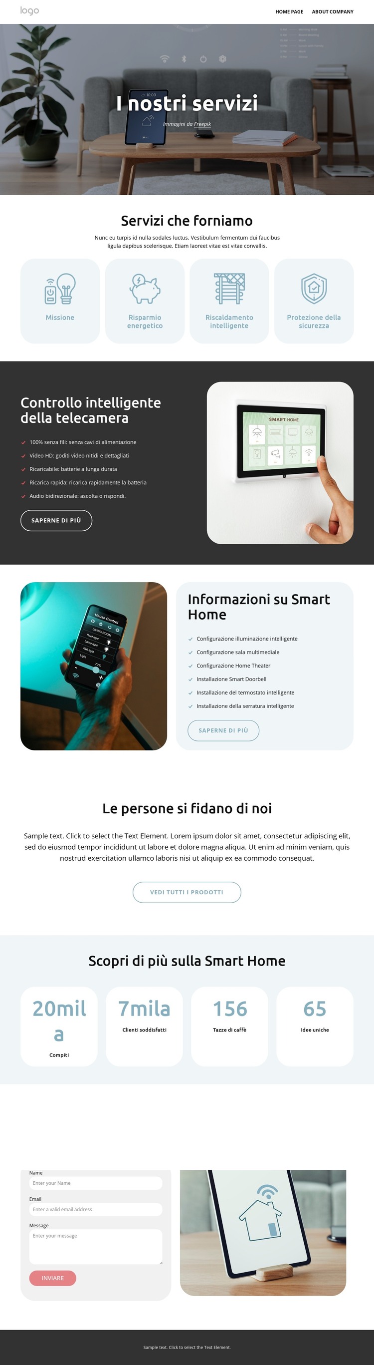 Servizi per la casa intelligente Modello HTML