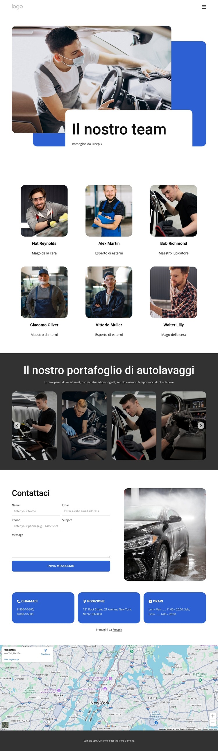 Squadra di servizio di lavaggio auto Modello di sito Web