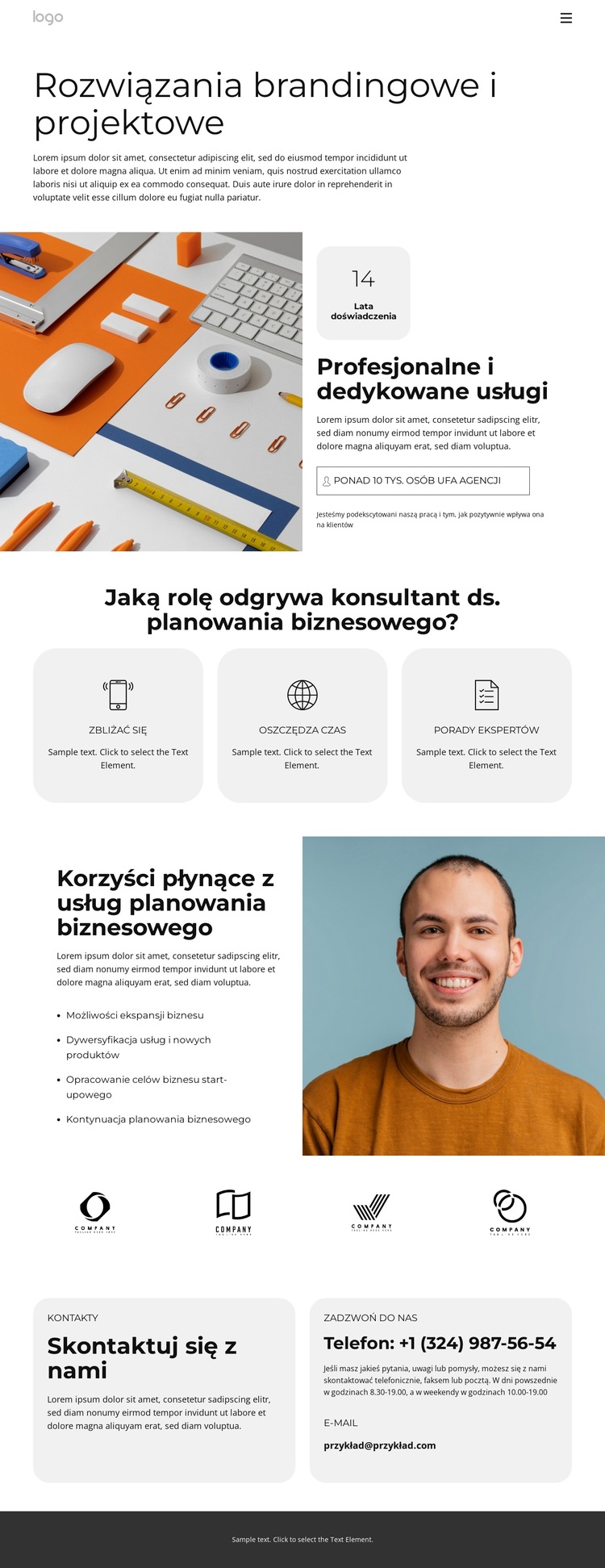 Kontynuacja planowania biznesowego Motyw WordPress