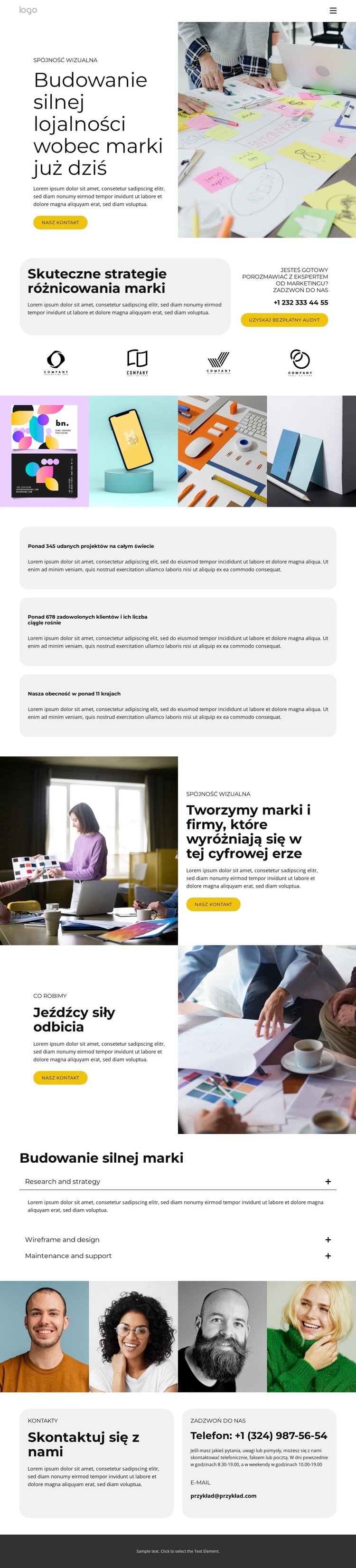 Rozwiązania brandingowe i projektowe Projekt strony internetowej