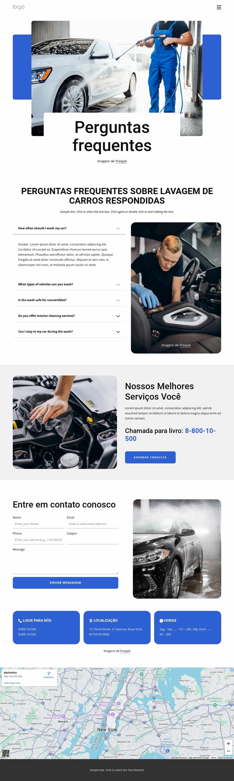 Perguntas frequentes sobre lavagem de carros Template Joomla