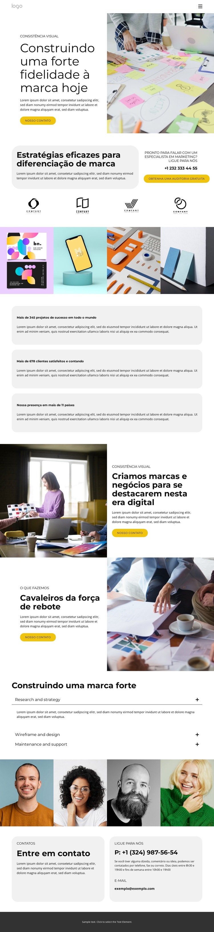 Soluções de branding e design Modelo de site