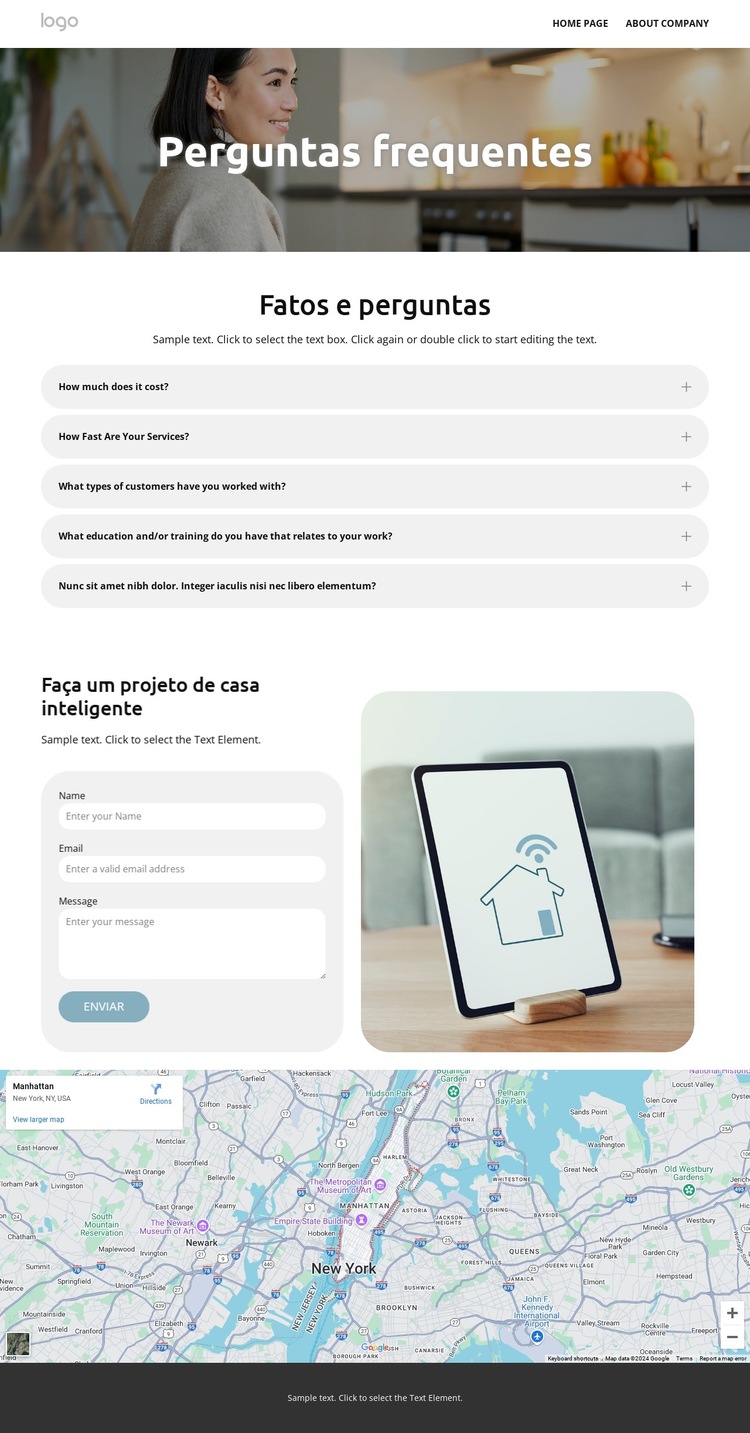 Perguntas frequentes sobre casa inteligente Modelo de site