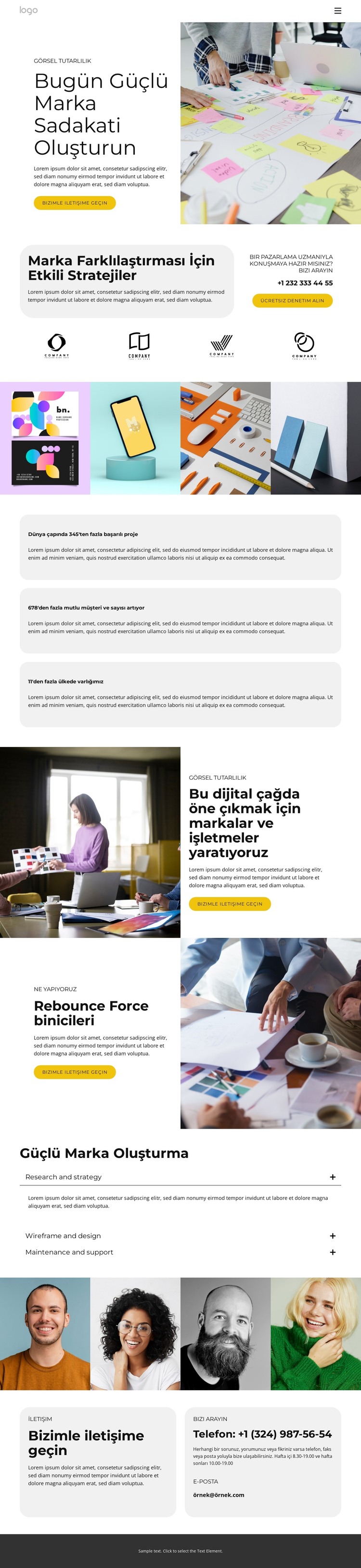 Markalaşma ve tasarım çözümleri HTML Şablonu