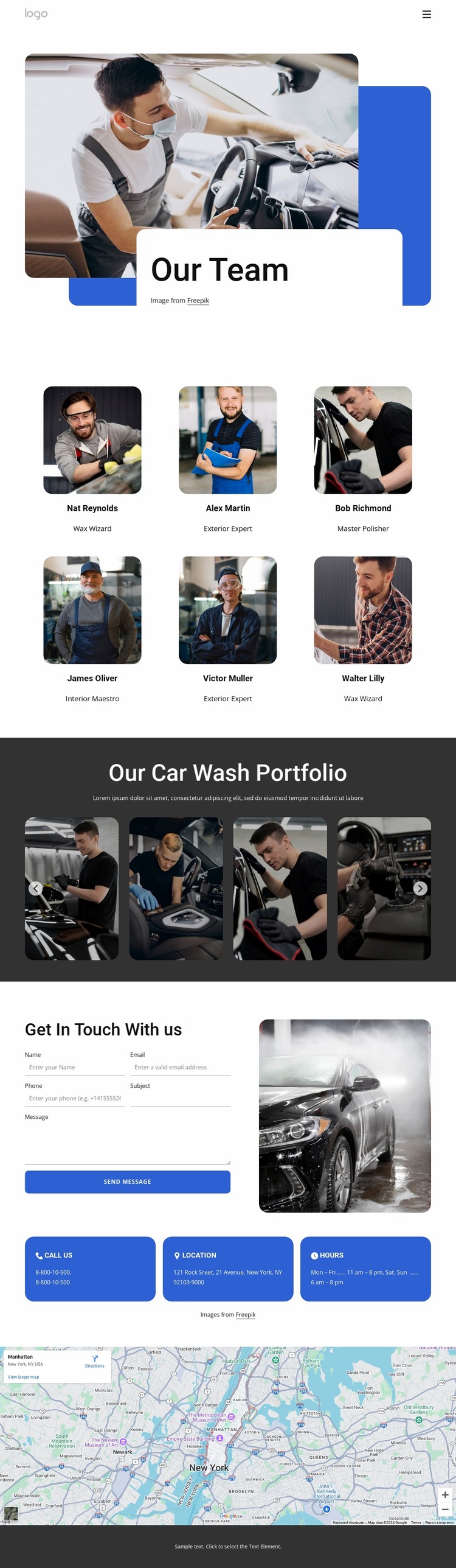 Car wash service team Website Builder Templates