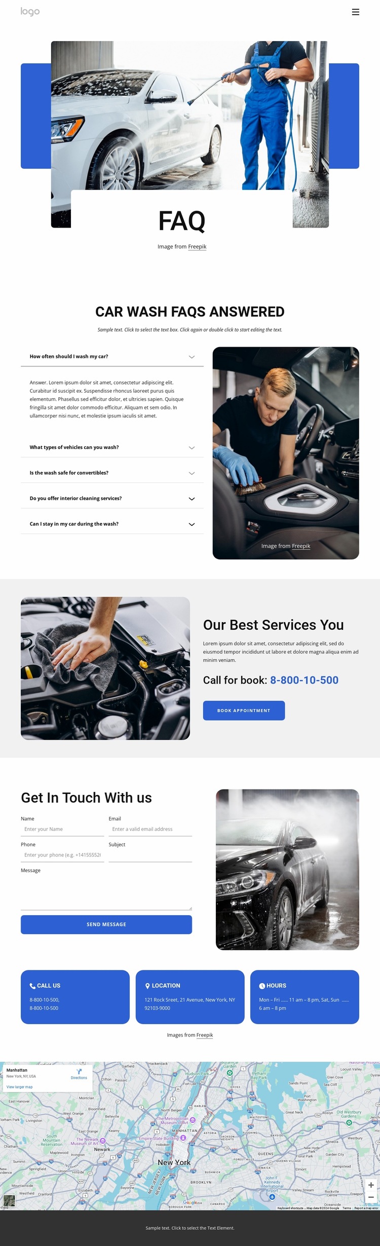 Car wash faq Website Builder Templates