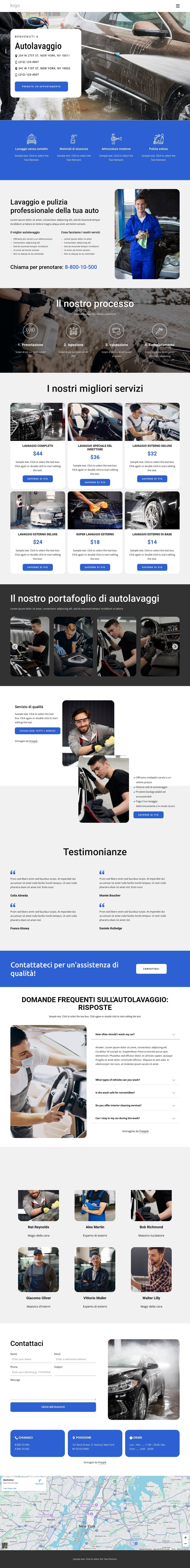 Servizi di lavaggio auto a New York Modello di sito Web