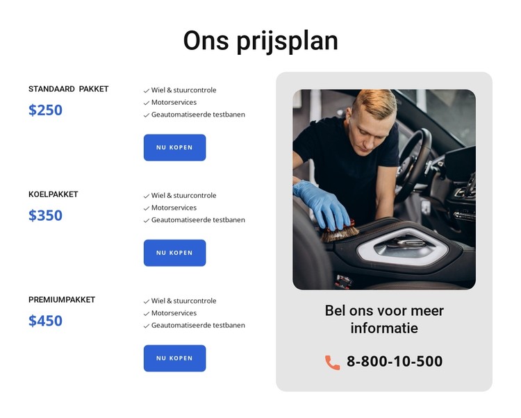 Prijzen voor autowasstraten CSS-sjabloon