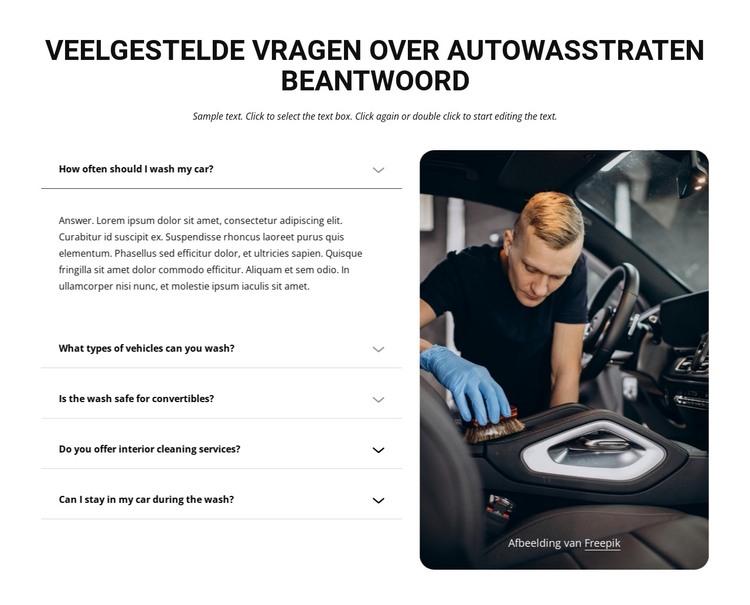 Veelgestelde vragen over autowasstraten HTML-sjabloon