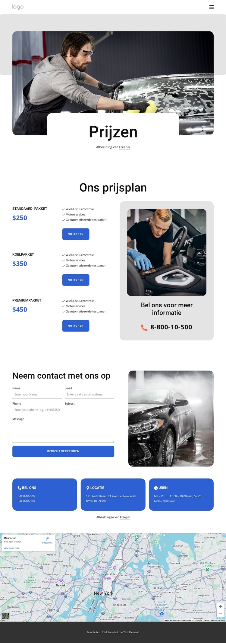 Ons prijsplan Website sjabloon