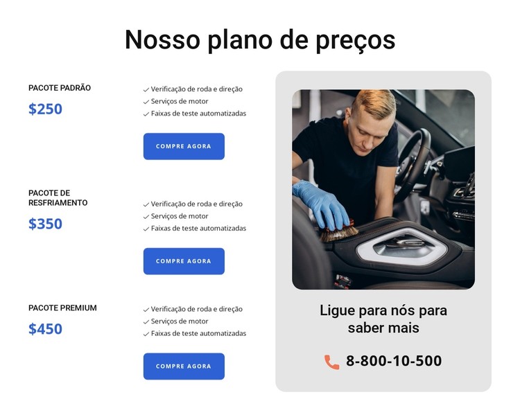 Preços de lavagem de carros Template CSS