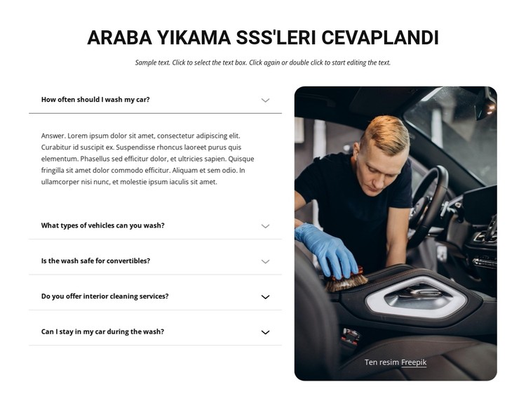 Araba yıkama SSS CSS Şablonu