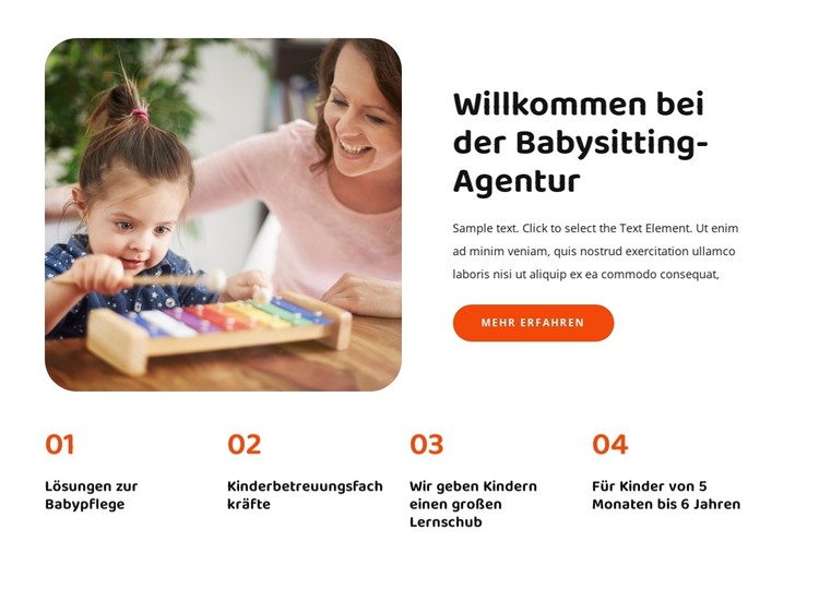 Willkommen bei der Babysitter-Agentur CSS-Vorlage