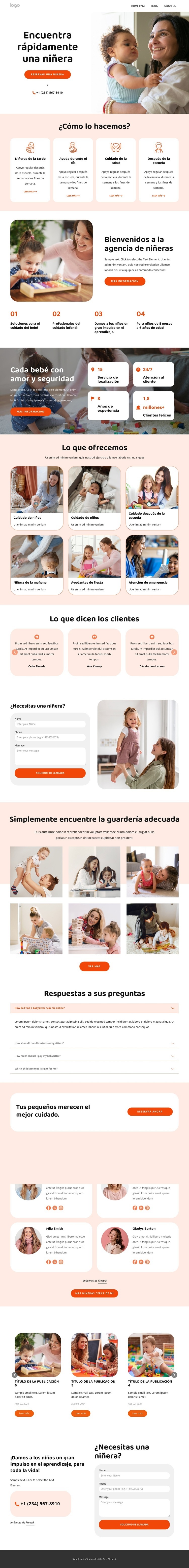 La empresa de niñera Diseño de páginas web