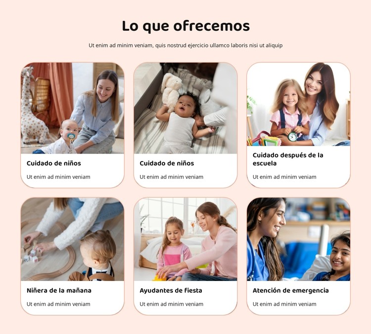 Contamos con niñeras a tiempo completo y parcial. Plantilla CSS