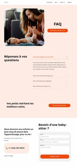 FAQ Sur Le Baby-Sitting - Premium HTML Page Generator