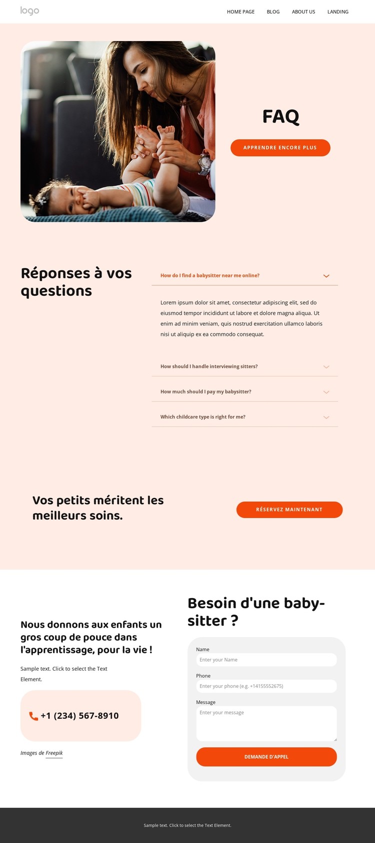 FAQ sur le baby-sitting Modèle CSS