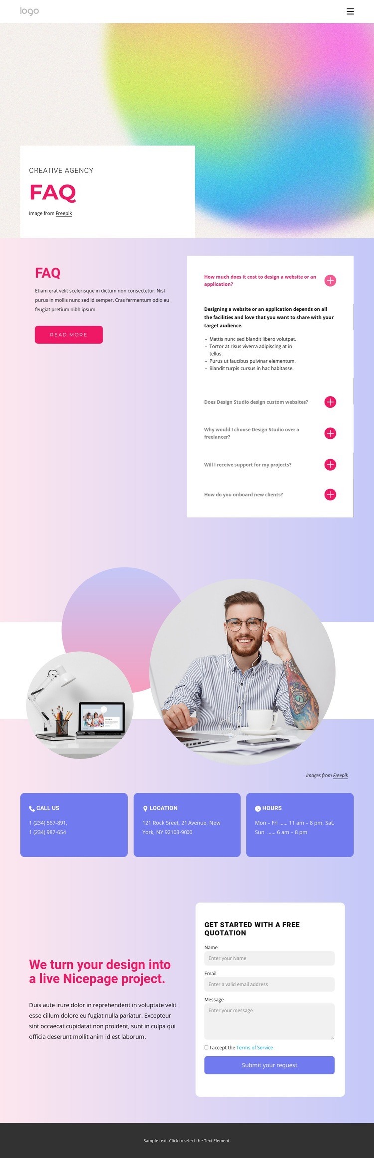 Creative agency faq Homepage Design