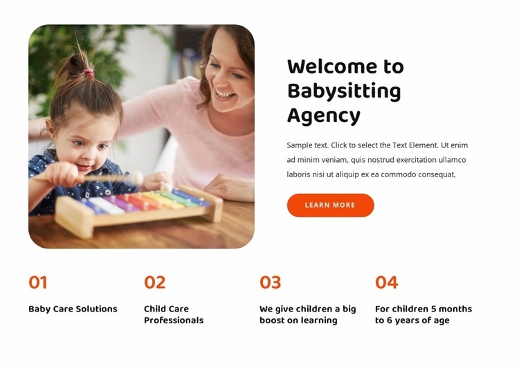 Welcome to babysitting agency Homepage Design