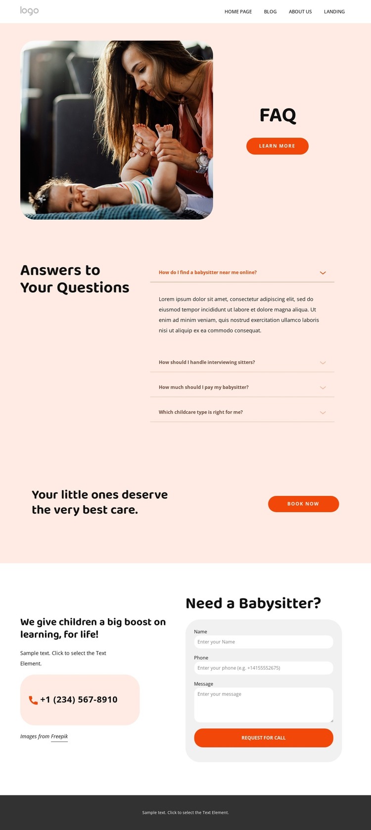 Babysitting FAQs HTML Template