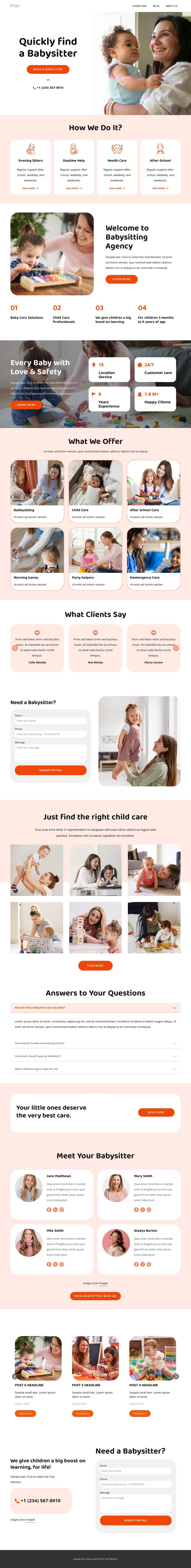 The babysitting company HTML Template