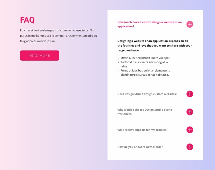 Faq block Html Website Builder