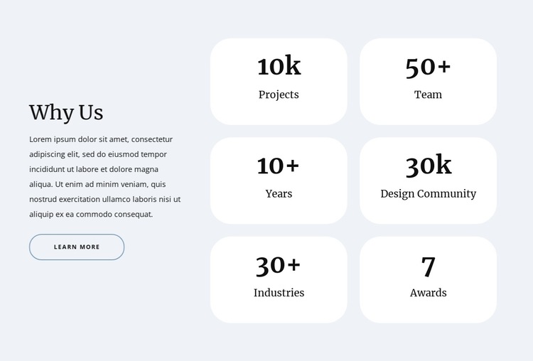 Counters in grid HTML5 Template