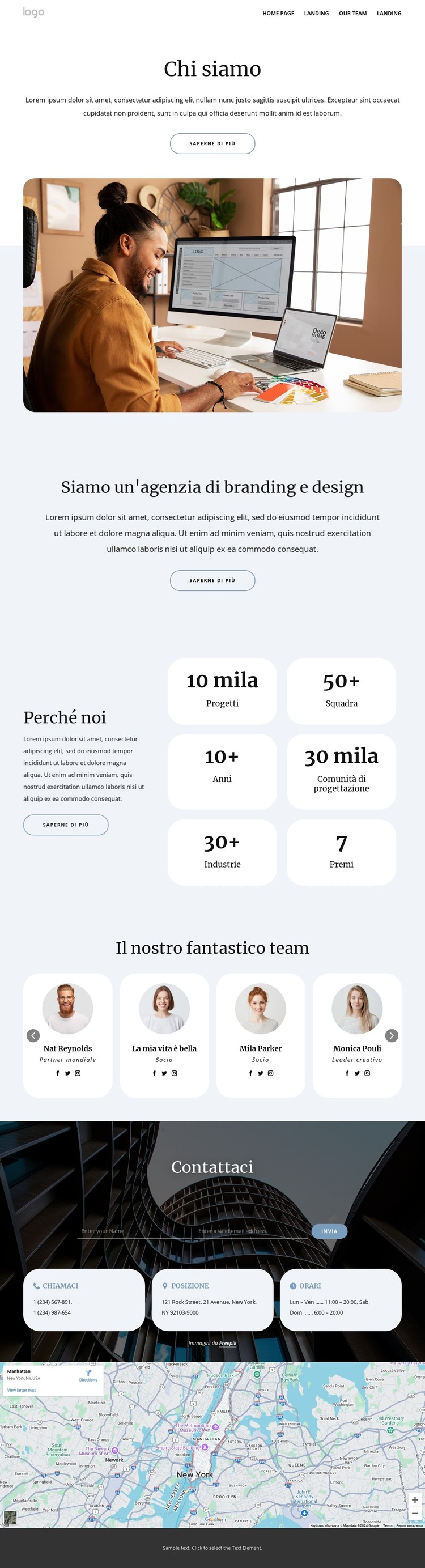 Informazioni sull'agenzia di design Modello CSS