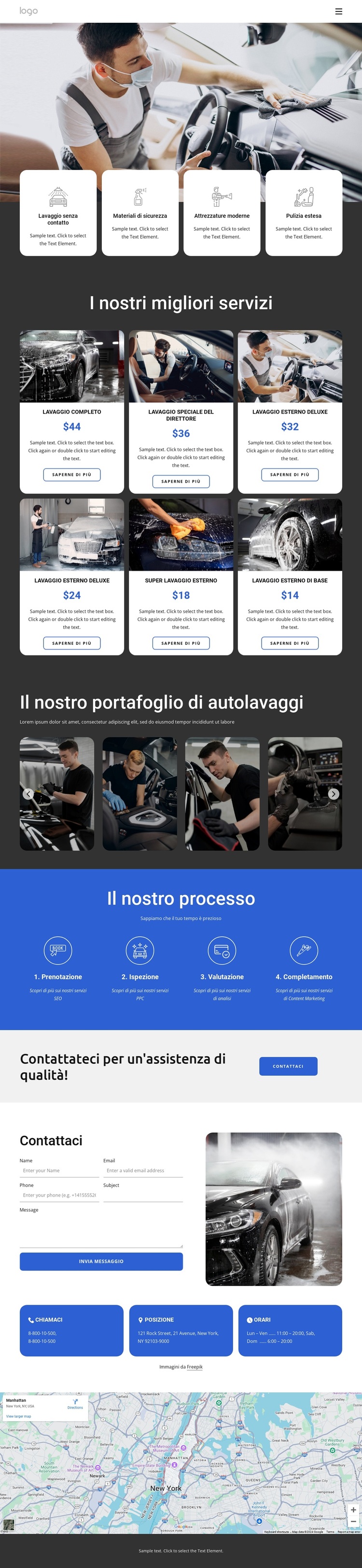 Lavaggio a mano con servizio completo Tema WordPress