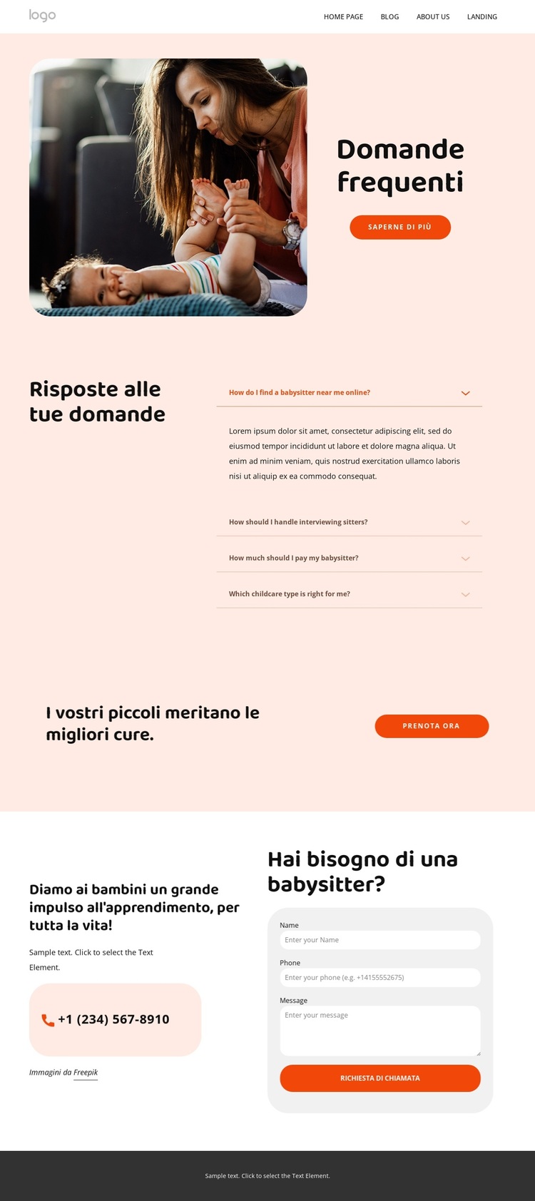 Domande frequenti sul babysitting Tema WordPress