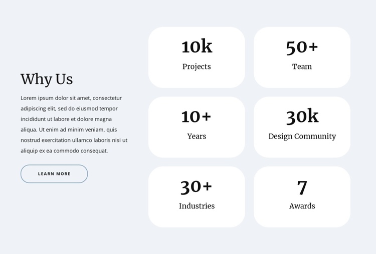 Counters in grid Joomla Template