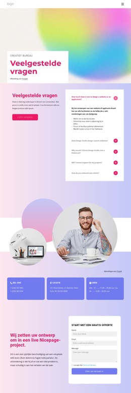 Veelgestelde Vragen Over Creatief Bureau - HTML-Bestemmingspagina