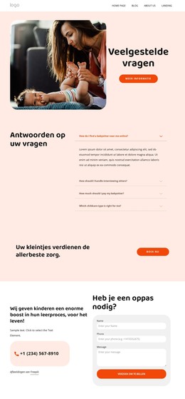 Veelgestelde Vragen Over Babysitten - HTML-Sjablooncode
