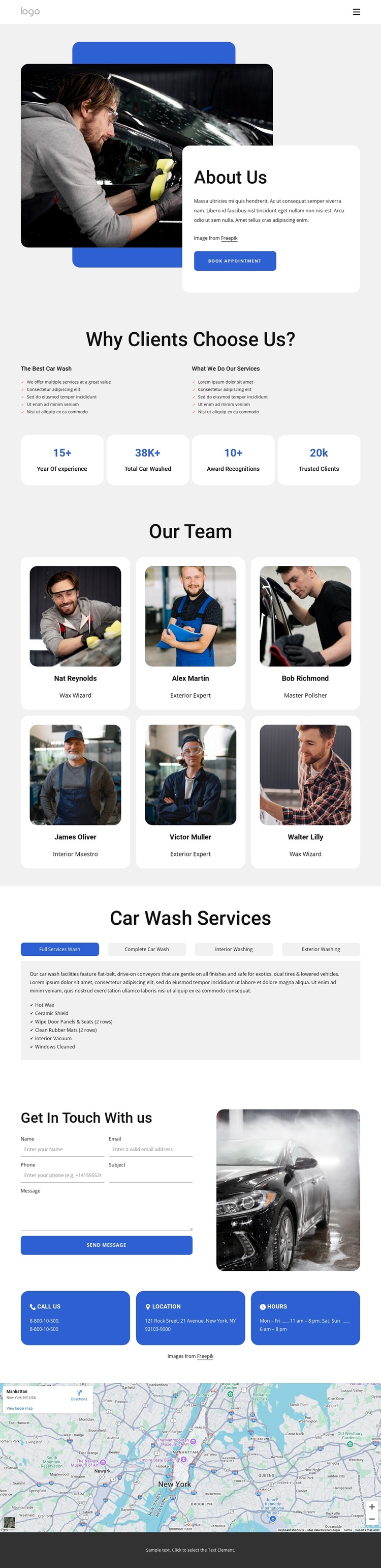 Polished Clean mobile car wash One Page Template