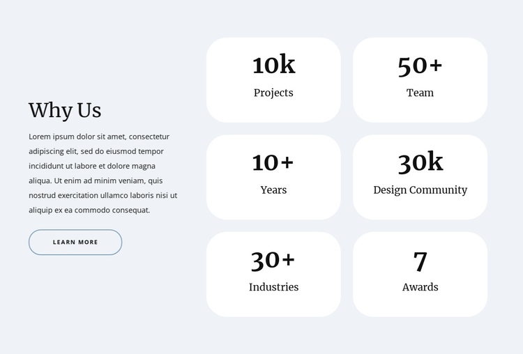 Counters in grid One Page Template