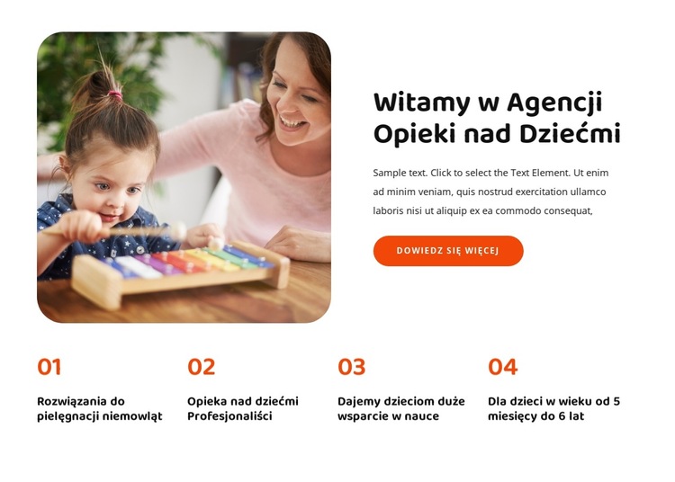 Witamy w agencji opieki nad dziećmi Szablon witryny sieci Web