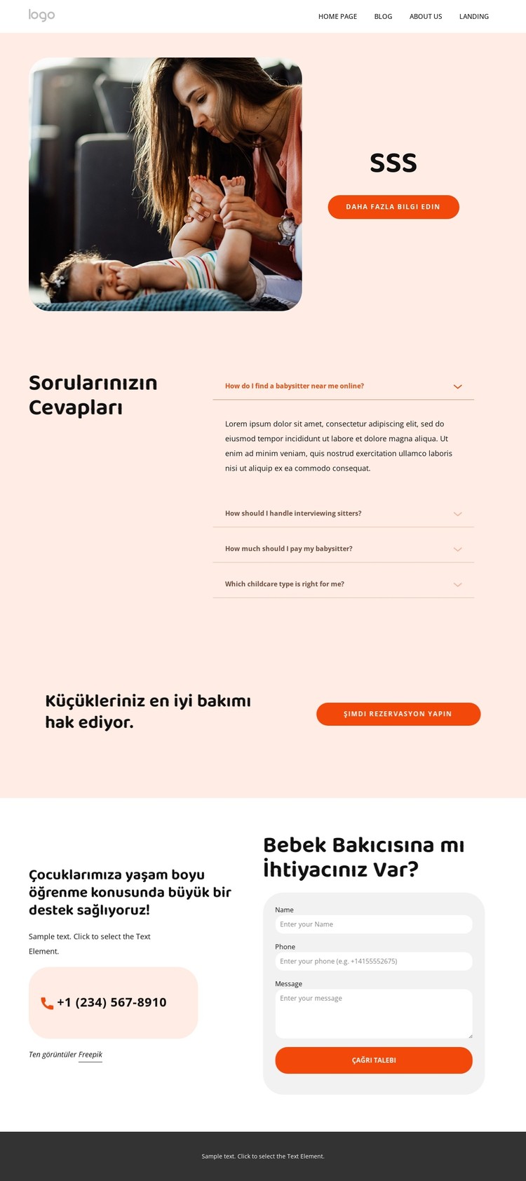 Bebek bakıcılığı SSS CSS Şablonu