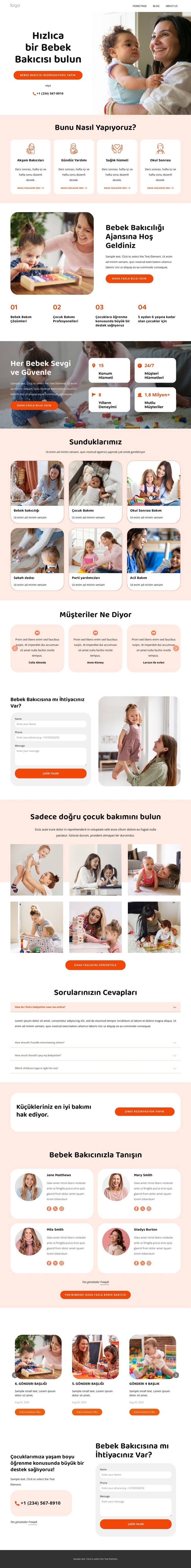 Bebek bakıcılığı şirketi HTML Şablonu