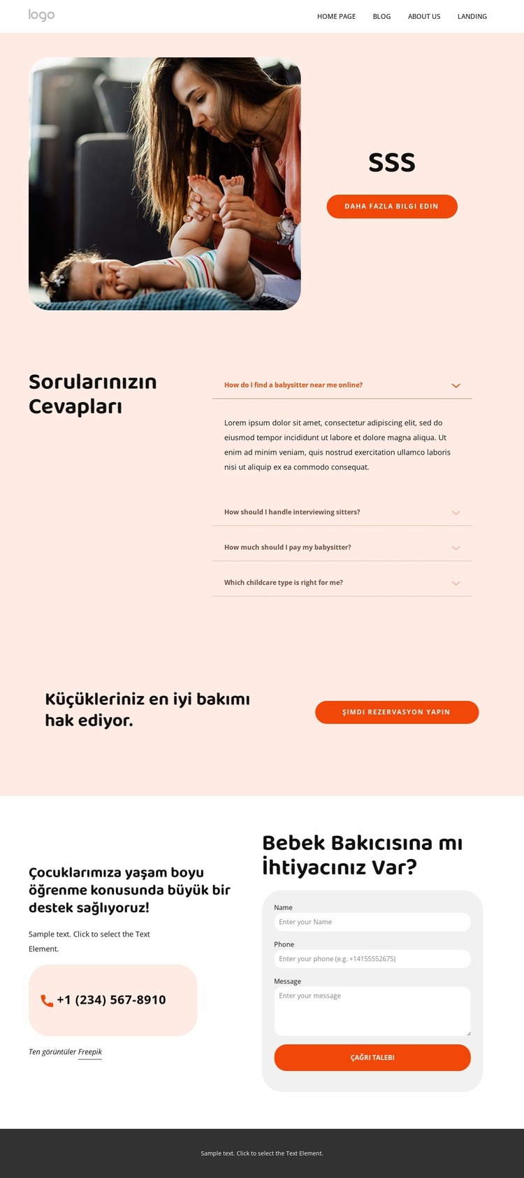 Bebek bakıcılığı SSS Joomla Şablonu