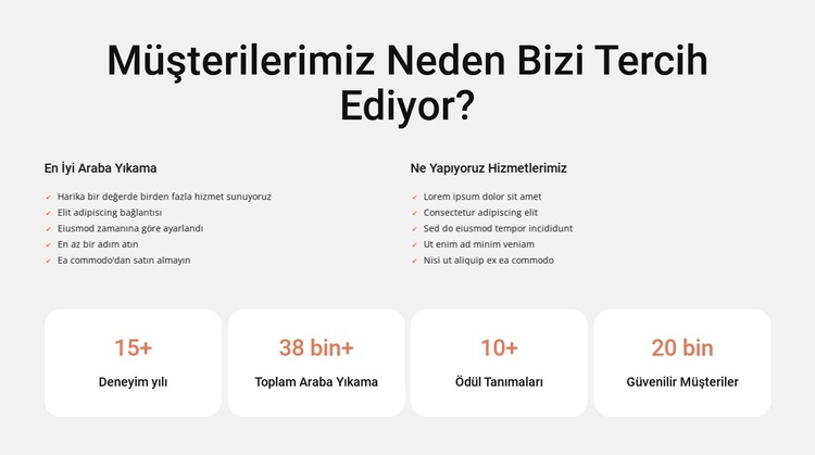 Araba yıkama ve iç temizlik Web Sitesi Şablonu